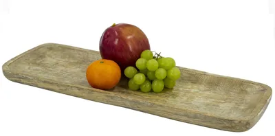 Produktbild von Holztablett - Dekoschale - rechteckig - Mangoholz - L: 45,5cm - H: 2cm - natur, weiß
