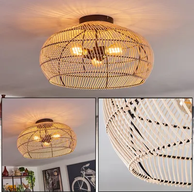 Produktbild von Chadid moderne Deckenlampe aus Metall/Bambus in Schwarz/Natur