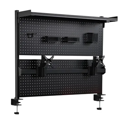 Produktbild von EUREKA ERGONOMIC Schreibtisch Stecktafel mit Dual Monitor Ständer und LED Streifen, Groß Pegboard Wand Organizer Computertisch Monitor Halterung