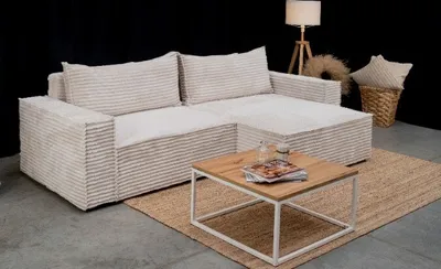 Produktbild von Kaiser Möbel Hugoo-Ecksofa mit Schlaffunktion, L-förmiges stoff Velo Ecru Rechts