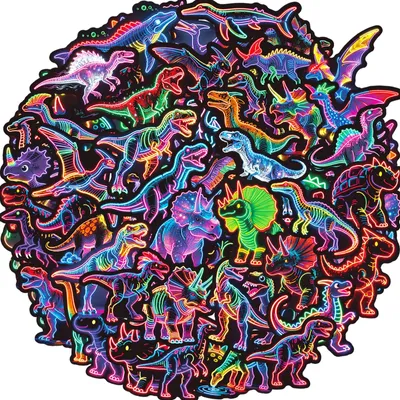 Produktbild von Dinosaurier-Sticker Set, 56 Stück, wasserfest, für Kinder