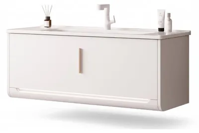 Image de Meuble sous-vasque salle de bain - 100 cm - Blanc - VALEN