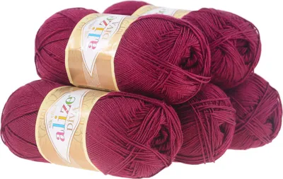 5 x 100g Strickgarn ALIZE DIVA  326 himbeerrot
