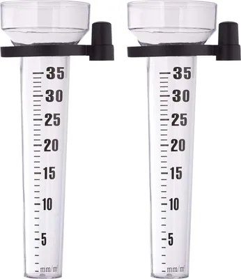 Produktbild von 2er Set Regenmesser zum Befestigen, Messgerät für den Garten, transparent, große Anzeige, 35 mm/m², Kunststoff, 2er Pack 10025387