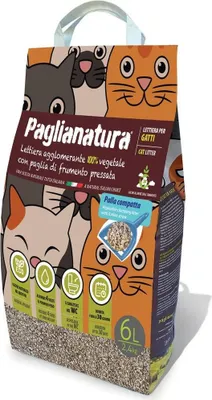 Produktbild von Paglianatura Natürliches klumpendes Katzenstreu – 2,4 kg (6 l) – Hohe Saugfähigkeit, Geruchskontrolle, umweltfreundlich