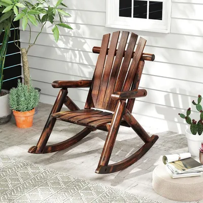 Obrázek produktu pro Dřevěné houpací křeslo - Venkovní křeslo - Křeslo Adirondack - Křeslo na terasu - Zahradní křeslo - Ergonomický design