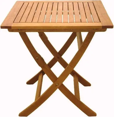 A wooden folding table on a white background.