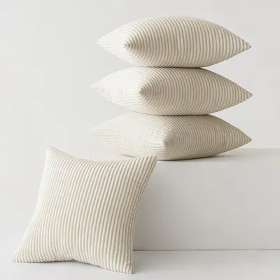 Productafbeelding van Kussensloopsets, corduroy, 4 stuks, 40x40 cm, crème