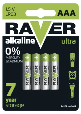 Alkaline Batterien RAVER LR03 (AAA), 4 Stk.