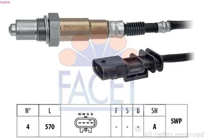 Produktbild von FACET Lambdasonde für VOLVO XC60 (156) Beheizt Planarsonde 570mm 10.8528