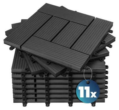 Productafbeelding van Tegels 11 stuks Klassiek Antraciet WPC 30x30cm