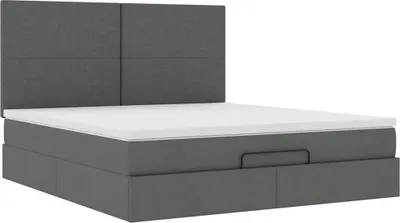 Produktbild von Ottoman-Bett mit Matratze Dunkelgrau 160x200 cm Stoff