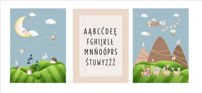 Image de Poster mural enfant Pays des contes de fées Décoration de chambre 3x 30x40