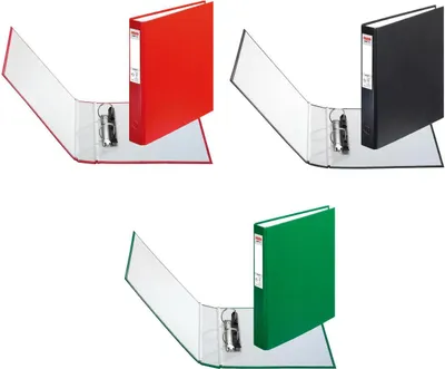 Produktbild von 3 Herlitz Ringbücher / DIN A5 Ringbuch mit 2-Ringe / je 1x grün rot schwarz