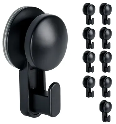 Produktbild von Vilde | Saugnapfhaken Schwarz - 10er-Set - Handtuchhaken Saugnapf ohne Bohren