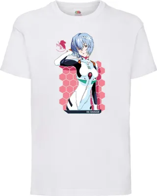 Immagine prodotto di Maglietta per bambini Neon Anime Genesis Manga Evangelion Rei Ayanami 02 Rei Neon, 7-8 Jahr - 128 , Blanc
