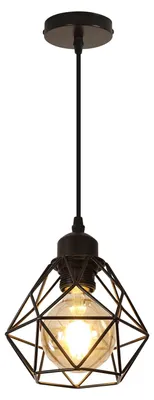 Productafbeelding van Comely industriële hanglamp, zwart, E27, vintage design, metalen plafondlamp, hoogte verstelbaar, geschikt voor eetkamer, keuken en woonkamer