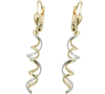 Produktbild von Ohrbrisur Ohrhänger Ohrringe 43x7mm 2 Spiralen bicolor mit Weißgold 9Kt GOLD gold 43x7mm