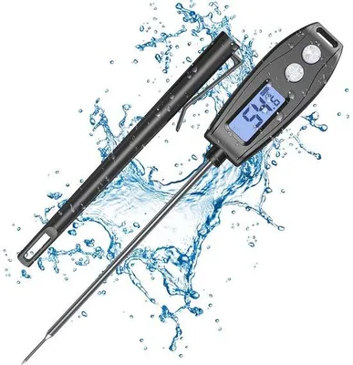 Obrázek produktu pro Digitální kuchyňský teploměr s LCD displejem a podsvícením – vodotěsný a přesný měřič teploty v kuchyni pro vaření a pečení