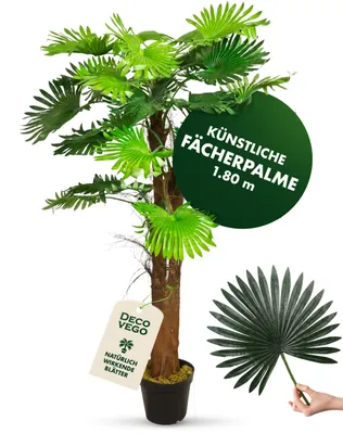 Immagine prodotto di Palmizio Palma Pianta Albero Artificiale Valse Plastica 180cm Decovego