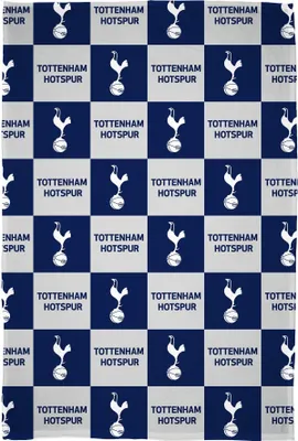 Image de Tottenham Hotspur FC - Couverture à carreaux, polyester, polaire TC1001 (150 cm x 100 cm) (Marine/Blanc)