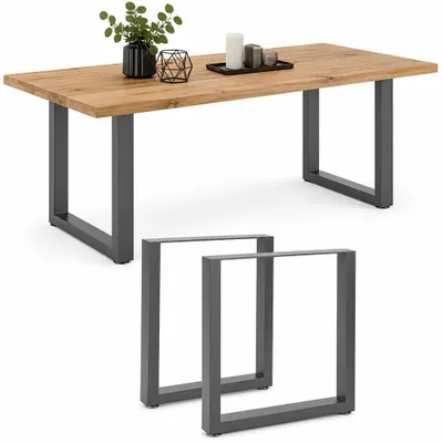 Zdjęcie produktu dla Rama stołu Mucola zestaw 2 płóz do stołu stalowa podstawa stołu nogi stołu płoza rama industrialny design - szary 70x72 cm