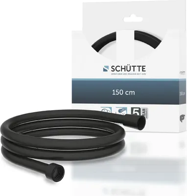 Produktbild von SCHÜTTE Brauseschlauch 150 cm, Duschschlauch Kunststoff Schwarz, Schlauch Dusche mit Schlauchanschluss 1/2 zoll