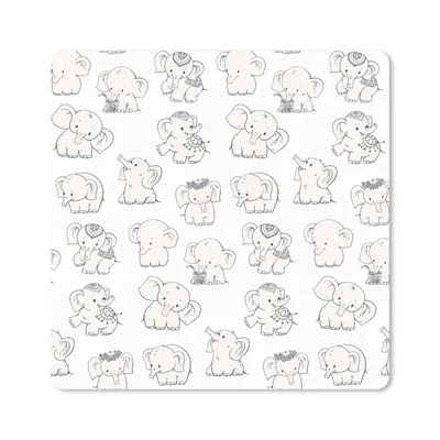 Produktbild von MuchoWow® Mauspad Mousepad Elefant - Schnittmuster - Baby 20x20 cm - Mousepads - Maus Mat - Pad - Mausunterlage - Desk Mat - Bureauartikeln