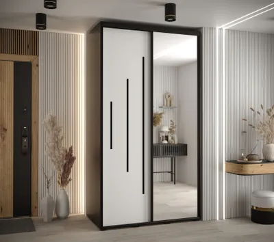 Obrázek produktu pro Šatní skříň ASIRI 13 - 140/60 cm, černá / bílá / černá