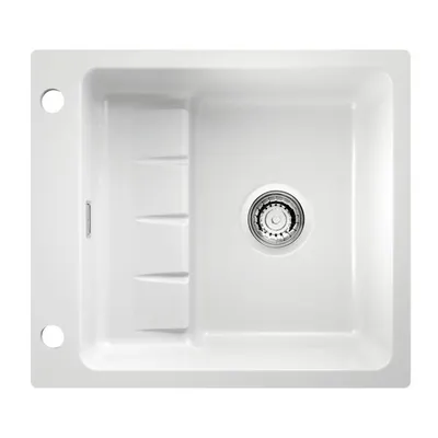 Produktbild von NABER 1091012 Einbauspüle flächenbündig PickUP F mit Premium-Drehexzentergarnitur, ab 600 mm Schrankbreite, Keramik, Weiß glänzend
