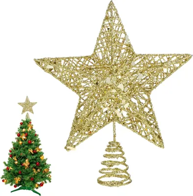 Productafbeelding van Opsteker - Dennenboom-opsteker - Kerstboompiek - Ster - Boompiek - Ster met glitter - Kerstboom voor Kerstmis