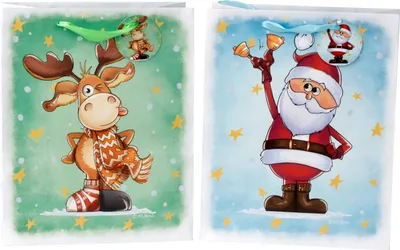 Produktbild von 12 Geschenktüten Nikolaus & Elch 26 x 32 x 12 cm
