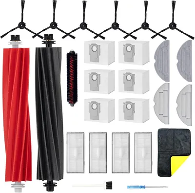 Produktbild von 26 Stück Zubehör Kit für Roborock S8 Pro Ultra Saugroboter Ersatzteile, 6*Staubbeutel,2*Hauptbürste,6*Seitenbürsten,4*Hepa Filter,4*Wischtücher,1*Selbstreinigende Bürste,1*Reinigungsbürste