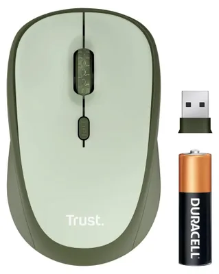 Productafbeelding van Trust Yvi+, Geschikt voor rechtshandigen, Optisch, Draadloos (RF), 1600 DPI, Zwart, Groen