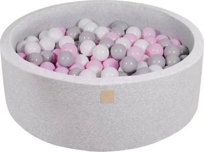 Produktbild von Ballenbak KATOEN Licht Grijs - 90x30 incl. 200 ballen - Wit, Grijs, Pastel Roze