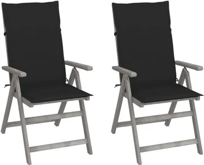 Produktbild von Verstellbare Gartenstühle 2 Stk. mit Auflagen Massivholz Akazie