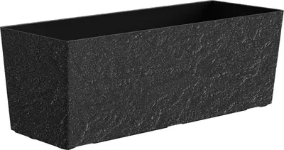 Produktbild von Dehner Pflanzkasten Stone, Blumentopf inkl. Bewässerungssystem / Ablaufloch, frostbeständig, ca. 49.5 x 19 x 19 cm, Polypropylen, anthrazit