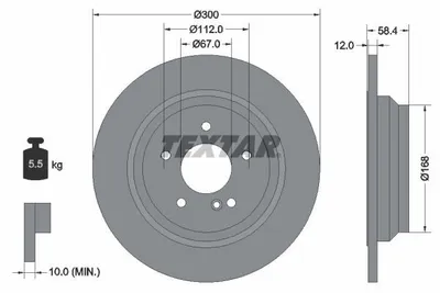 Obrázok produktu pre 2 brzdové kotúče Textar 300 mm vzadu pre Mercedes triedy S SL