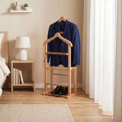 Obrázok produktu pre Skye Decor, Beta Double - Natural, stojan na toaletné potreby, prírodný, drevo, 33,5 x 46 x 120 cm