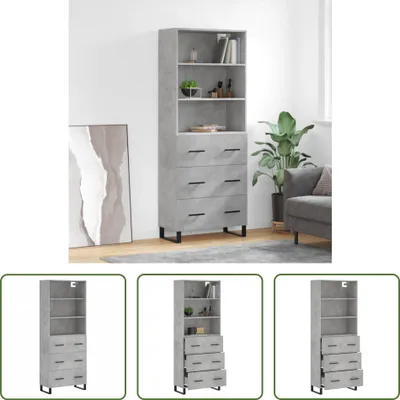 Produktbild von The Living Store Highboard Betongrau 69,5x34x180 cm Holzwerkstoff
