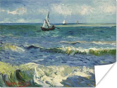 Produktbild von MuchoWow® Poster Meereslandschaft bei Les Saintes-Maries-de-la-Mer - Vincent van Gogh 120x90 cm - Wandbild