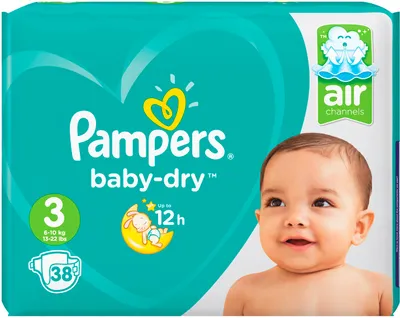 Zdjęcie produktu dla Pampers Baby Dry pieluszki rozmiar 3 od 6 do 10kg Zawartość 38 sztuk