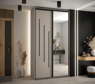 Obrázek produktu pro Šatní skříň INDIRA 9 - 140/45 cm, kašmír / černá