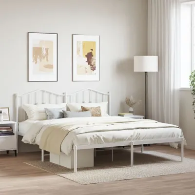 Produktbild von Möbel Bettgestell mit Kopfteil Metall Weiß 160x200 cm - Klassische Betten 373841