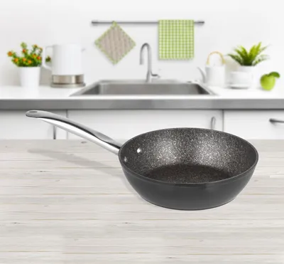 Produktbild von Wok Pfanne 24 cm Asiapfanne Wokpfanne Edelstahl-Griffe rostfrei Induktion