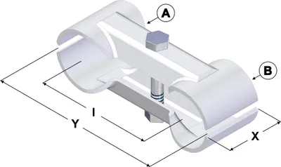 Produktbild von Doppelschelle, A 1 1/2" (Ø 48,3 mm) x B 1 1/2" (Ø 48,3 mm)