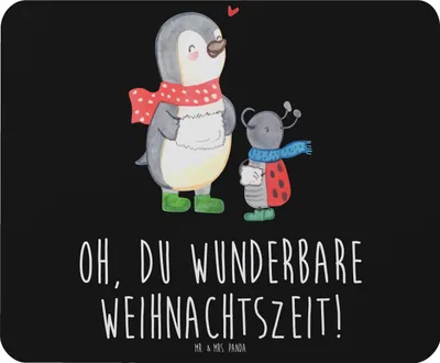 Produktbild von Mr. & Mrs. Panda Mouse Pad Smörle Winterzeit - Schwarz - Geschenk, laptop mousepad, Mauspad, Weihnachten, Grüße, gummi, Weihnachtsgruß, Weihnachtszeit, mousematte