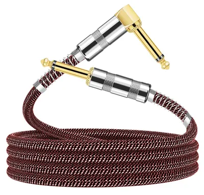 Zdjęcie produktu dla Kabel gitarowy Jack 6,35 mm 3 m wtyk prosty kątowy 90° do gitary basu