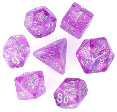 Imagen del producto de Juego de dados HOT Games, color púrpura, plástico, 7 piezas: D20, D12, D10