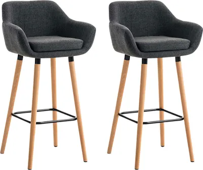 Produktbild von TPFLiving 2er Set Barhocker Grande Gestell Holz Stoff Hellgrau